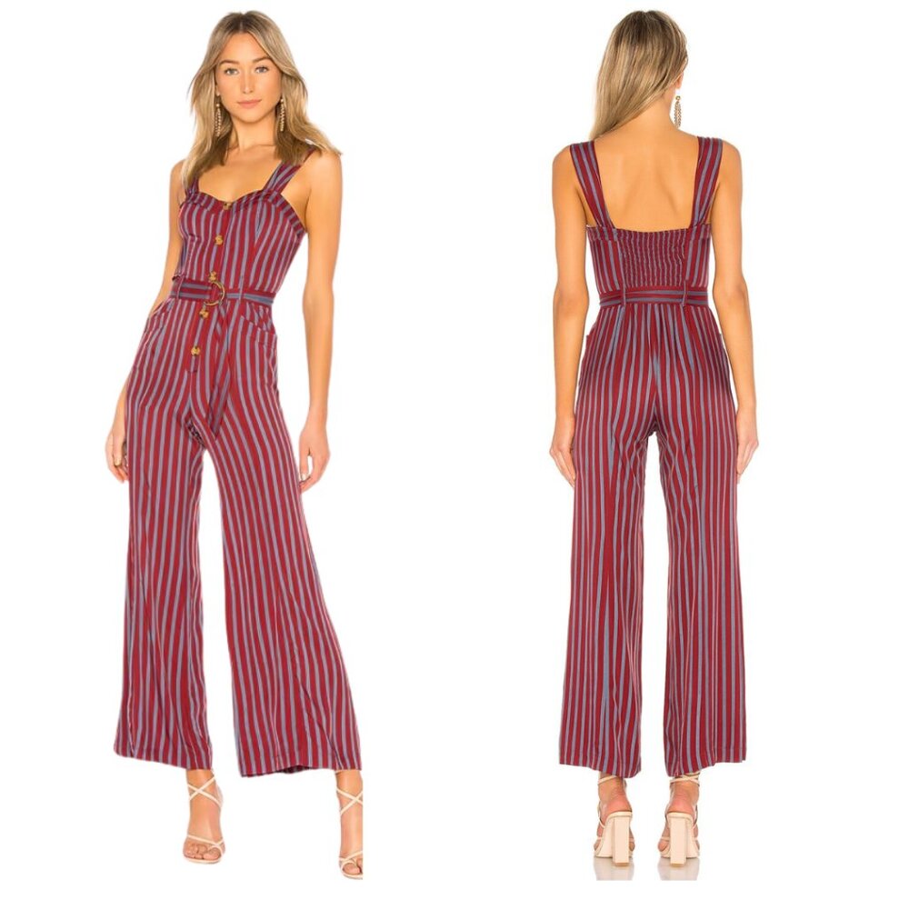 Women's Jumpsuit, Red & Blue Striped Jumpsuit, Free People Brand Size 4